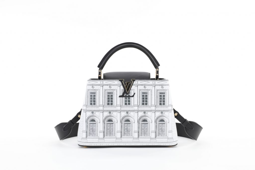 Louis Vuitton white x Fornasetti Leather Architettura Capucines BB  Top-Handle Bag